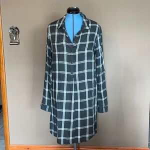Old navy flannel dress XL TALL gray & white plaid